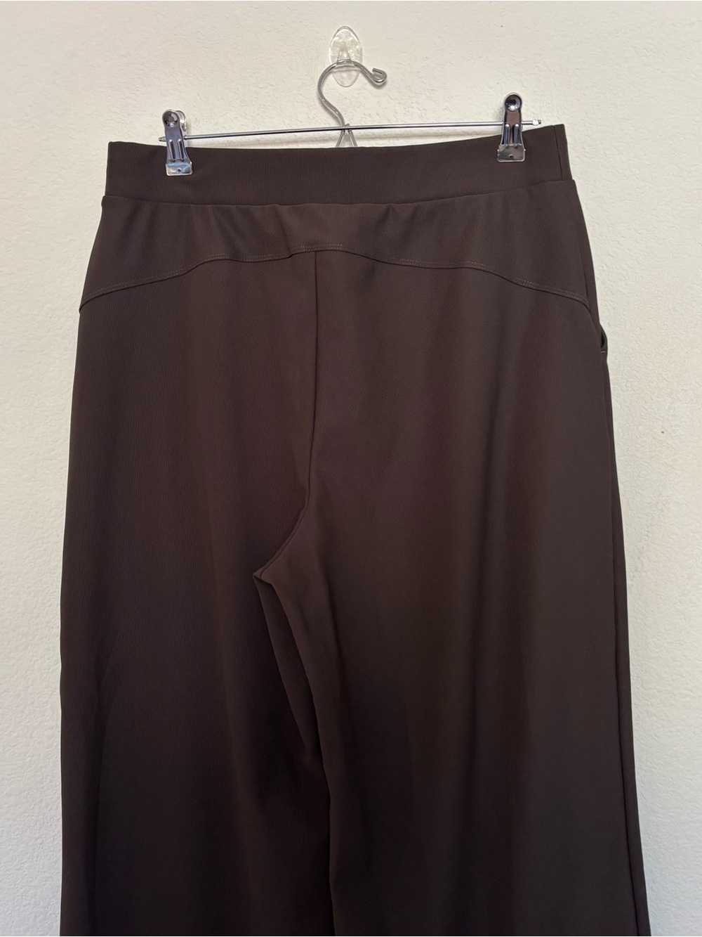 Halara Flex High Waisted Pocket Wide Leg Micro Waffle Brown Pants Trousers - Picture 6 of 7